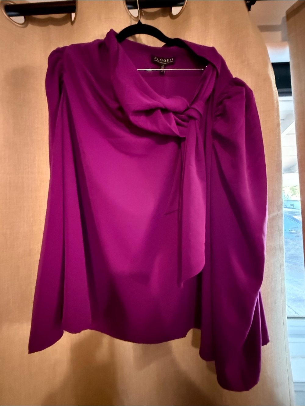 Eloquii Magenta Tie-Neck Blouse